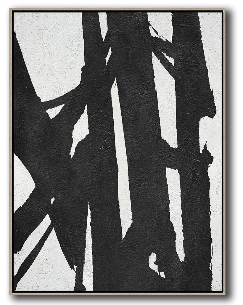 Art Work,Black And White Minimal Painting On Canvas - Decorating A Big Living Room
